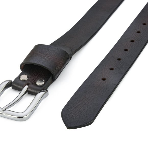 Handcrafted Coffee Roasted Vintage Men's Leather Belt - Free Personalization - Picture 3 of 15